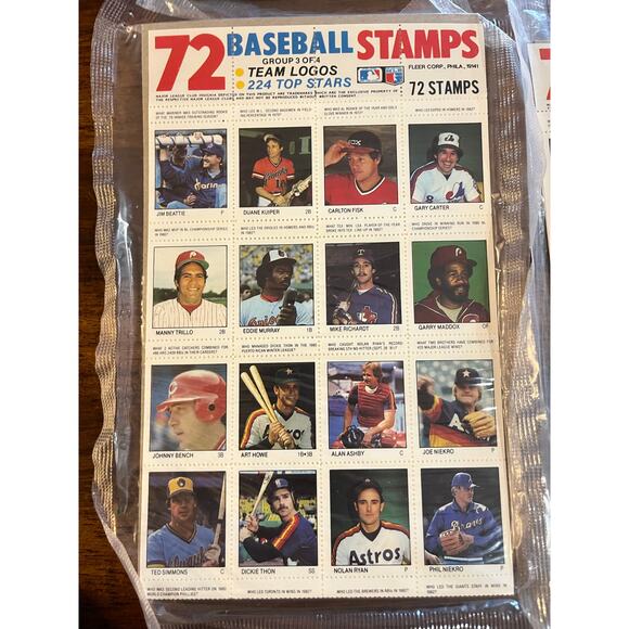 1983 Fleer Baseball Stamp Complete Set Of 4 Sheets With 288 Stamps-Fact-Sealed - Picture 3 of 5